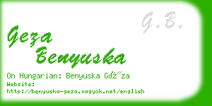 geza benyuska business card